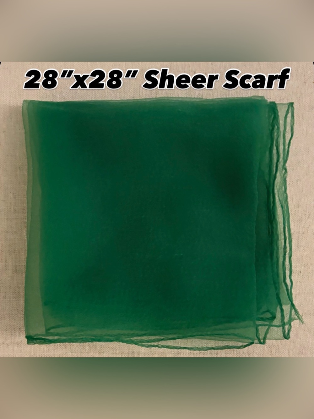 Vintage Sheer Square Scarf in Emerald Green